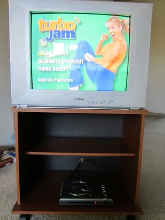 23" Insignia TV + TV Stand with wheels in good condition--$20 (MV) 1