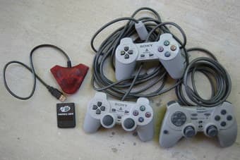 PlayStation controllers and USB adapter - $10 1