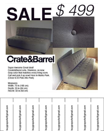 Buy Great Gray Sofa $499 Crate&Barrel 1
