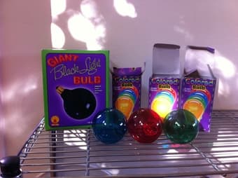 black light and colored light bulbs - $5 1