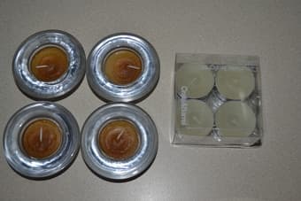 Small Candleholders with candles Crate &Barrel 2