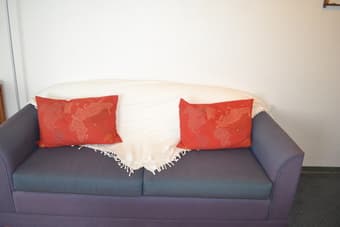 2 IKEA rectangular cushions red with design 2
