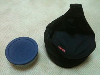 Pyrex glass dish with carrying case, $5 1