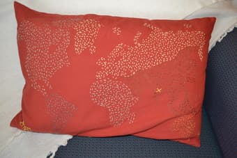 2 IKEA rectangular cushions red with design 1