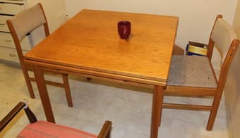 Dinner table + two chairs, real wood 80 dollars 2